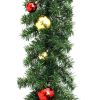 Christmas Garland Decorated with Baubles and LED Lights 16 ft