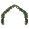 Christmas Garland Decorated with Baubles and LED Lights 16 ft